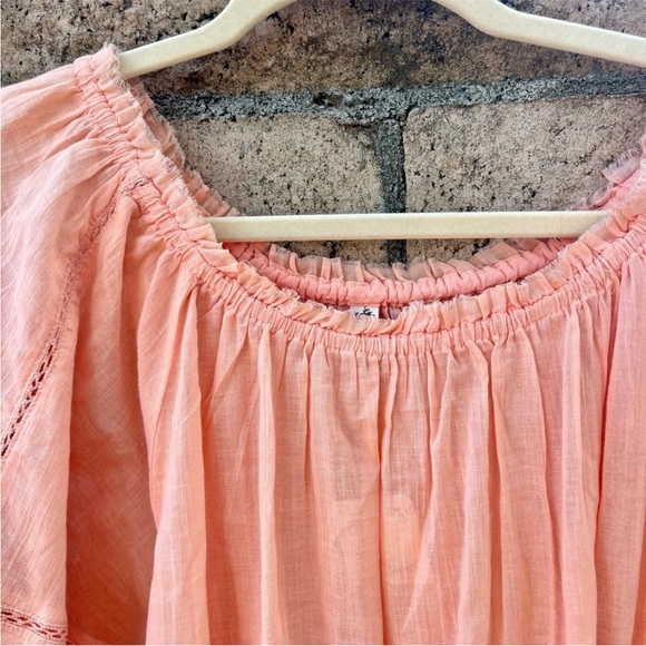 Free People Sundown Balloon Sleeve Bodysuit NWT S Peach Pink Orange Long Sleeve - Picture 3 of 7